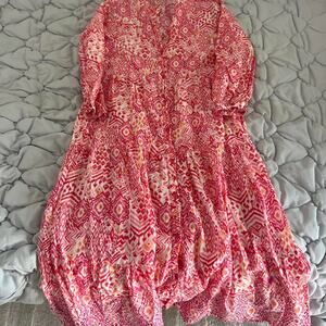 Zara Pink Print Maxi Dress - Size S